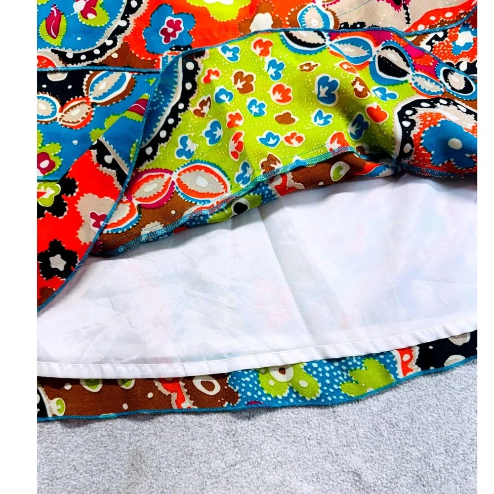 Mainbocher Womens Size 14 Colorful Patchwork Tiered A-Line Skirt Boho Midi Flowy